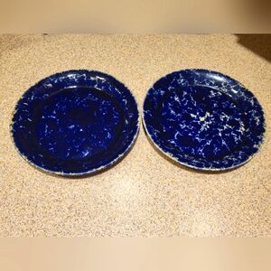 Bennington Potters 2 Blue Agate Salad Luncheon Plates, 8.75" *1628 Spongewear